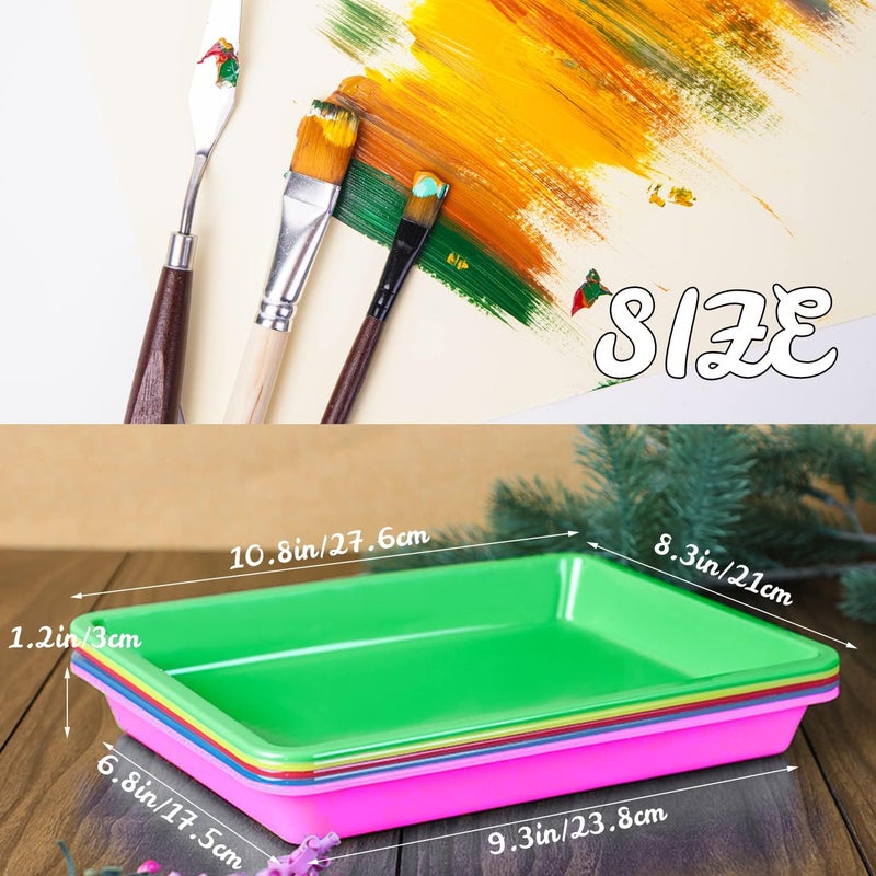 Eerrhhaq 10 Pack Activity Plastic Art Tray,Colorful Arts and Crafts Organizer Tray,Multicolor Serving Organizer Tray for DIY Projects,Painting,Beads,Home,School - Image 2